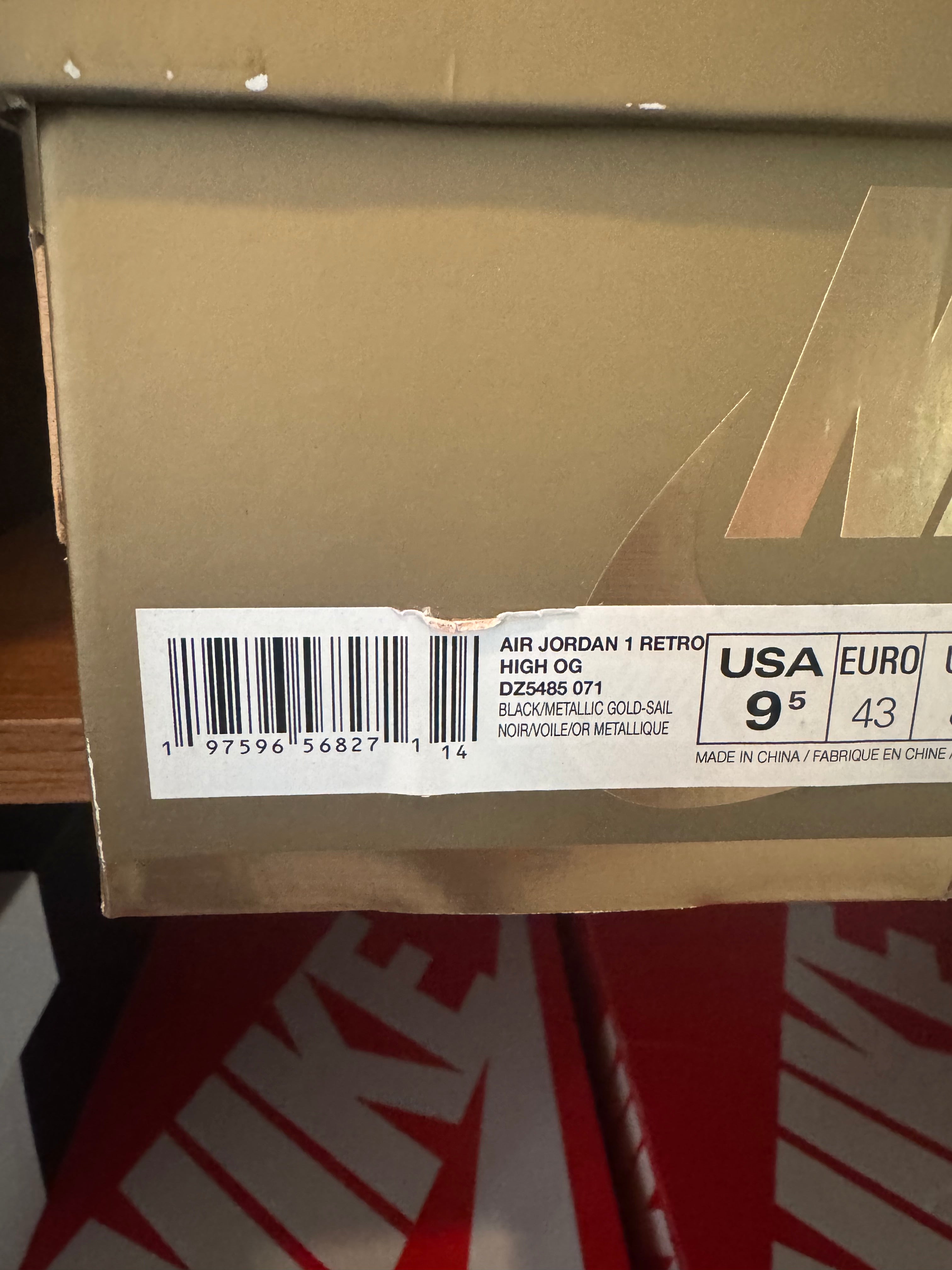 JORDAN 1 RETRO HIGH OG DZ5485 071 BLACK/METALLIC GOLD-SAIL
